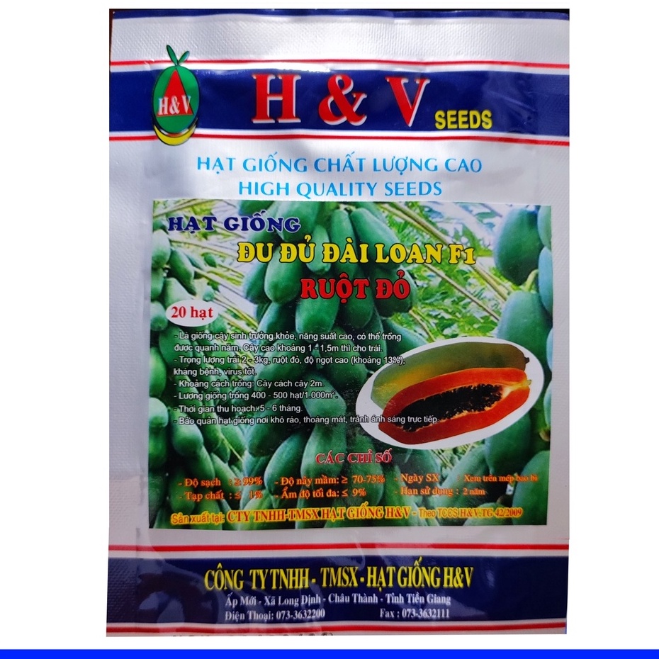 Hạt Giống Đu Đủ Ruột Đỏ (20 hạt)