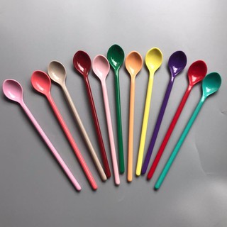 Thìa nhựa sinh tố 10 chiếc nhiều màu