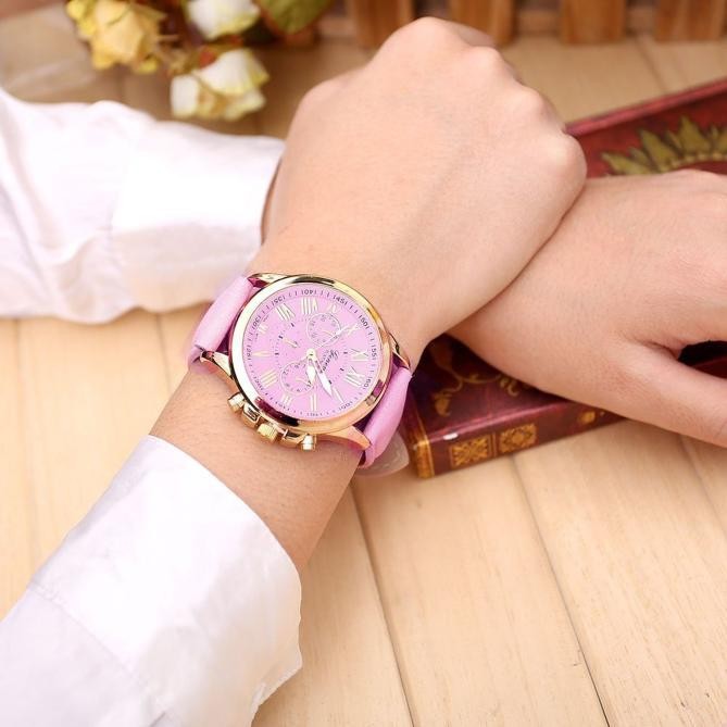 Đồng Hồ Quartz Nữ Mặt Số La Mã Dây Da Chống Thấm Nước