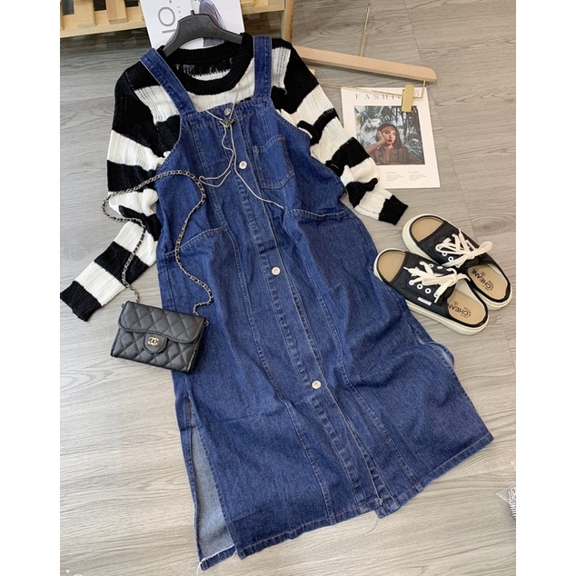 Set áo len yếm bò dài