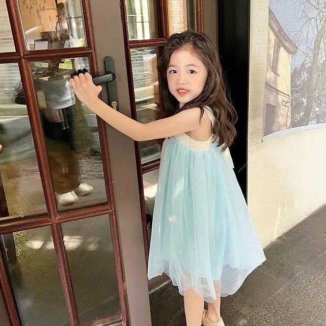 Đầm Công Chúa Hai Dây Thời Trang Mùa Hè Hàn Quốc Cho Bé Gái