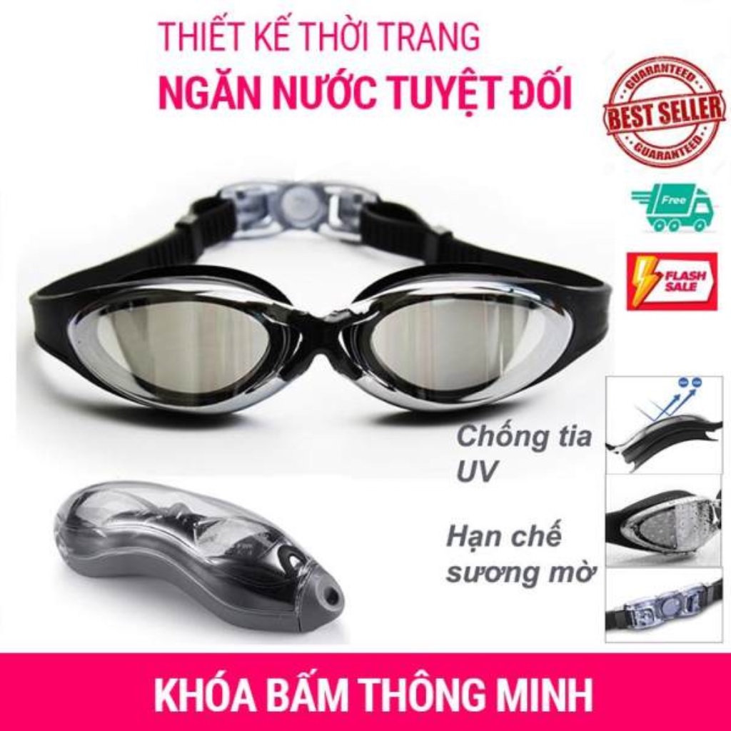 Kính bơi lặn có kèm nút bịt tai cho cả người lớn, trẻ em loại tốt mặt kính có tráng chống xước ( FREE SIZE)