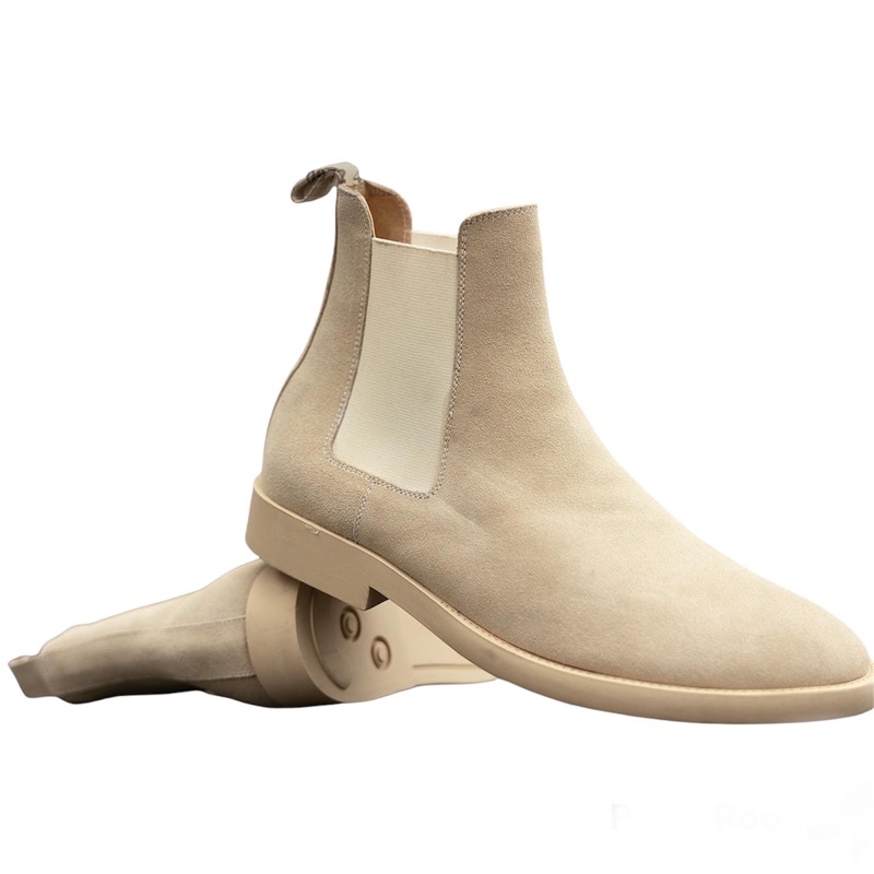 Giày Chelsea Boots Da Bò Lộn Màu Tan_Bảo Hành 12 Tháng