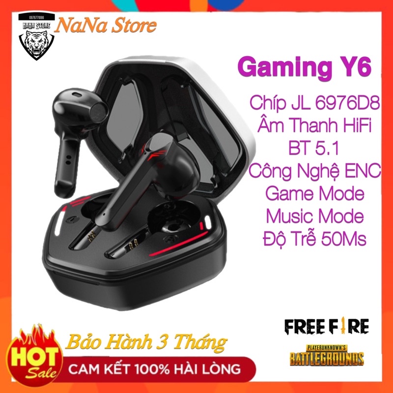 Tai Nghe Gaming Y6 TWS . Độ Trễ 50Ms - Công Nghệ ENC - Chế Độ Kép - Âm Thanh HiFi 360 - BT 5.2