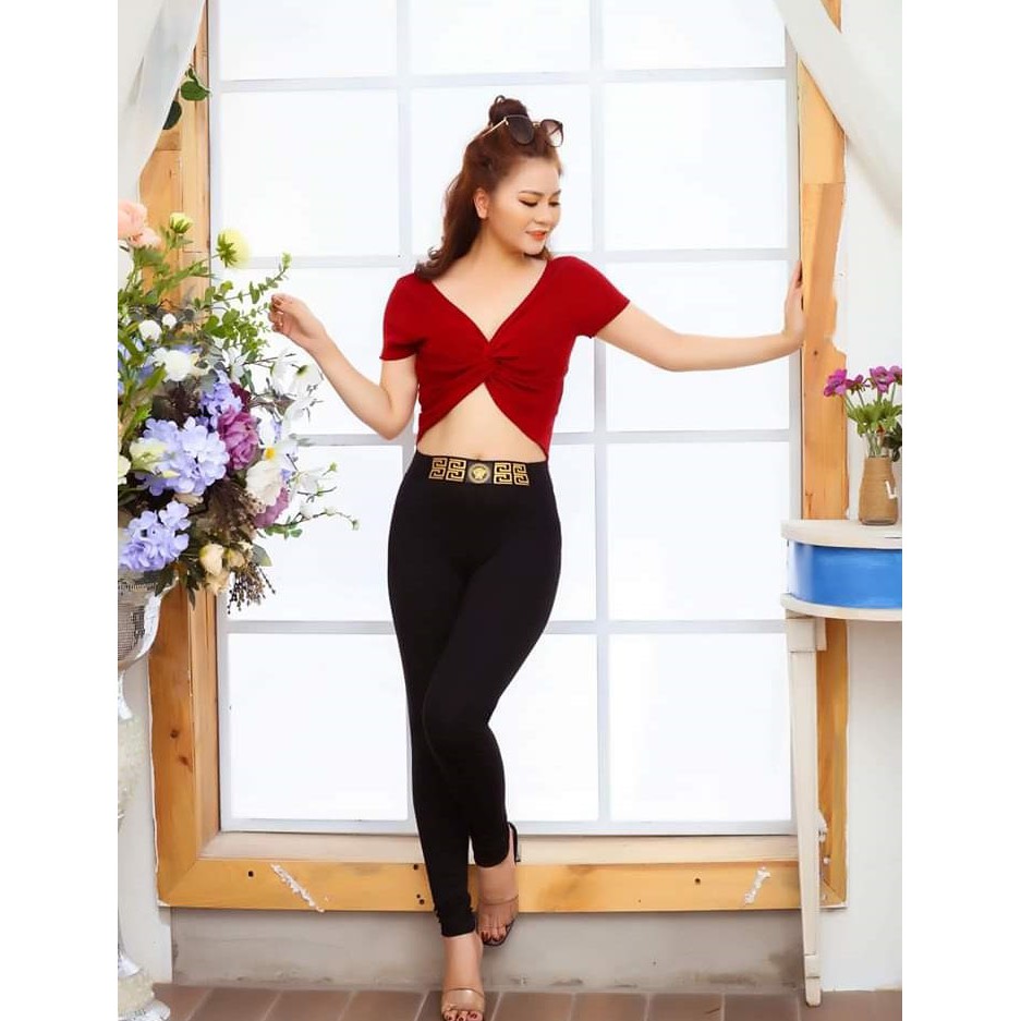 Quần Legging Cạp Cao Tôn Dáng Vạt Chéo