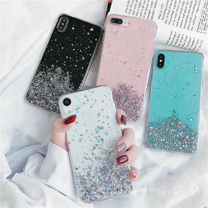 Ốp điện thoại silicon mềm phối kim tuyến màu gradient dành cho iPhone 11 Pro Max 6 6s 7 8 Plus X XS Max XR SE 2020