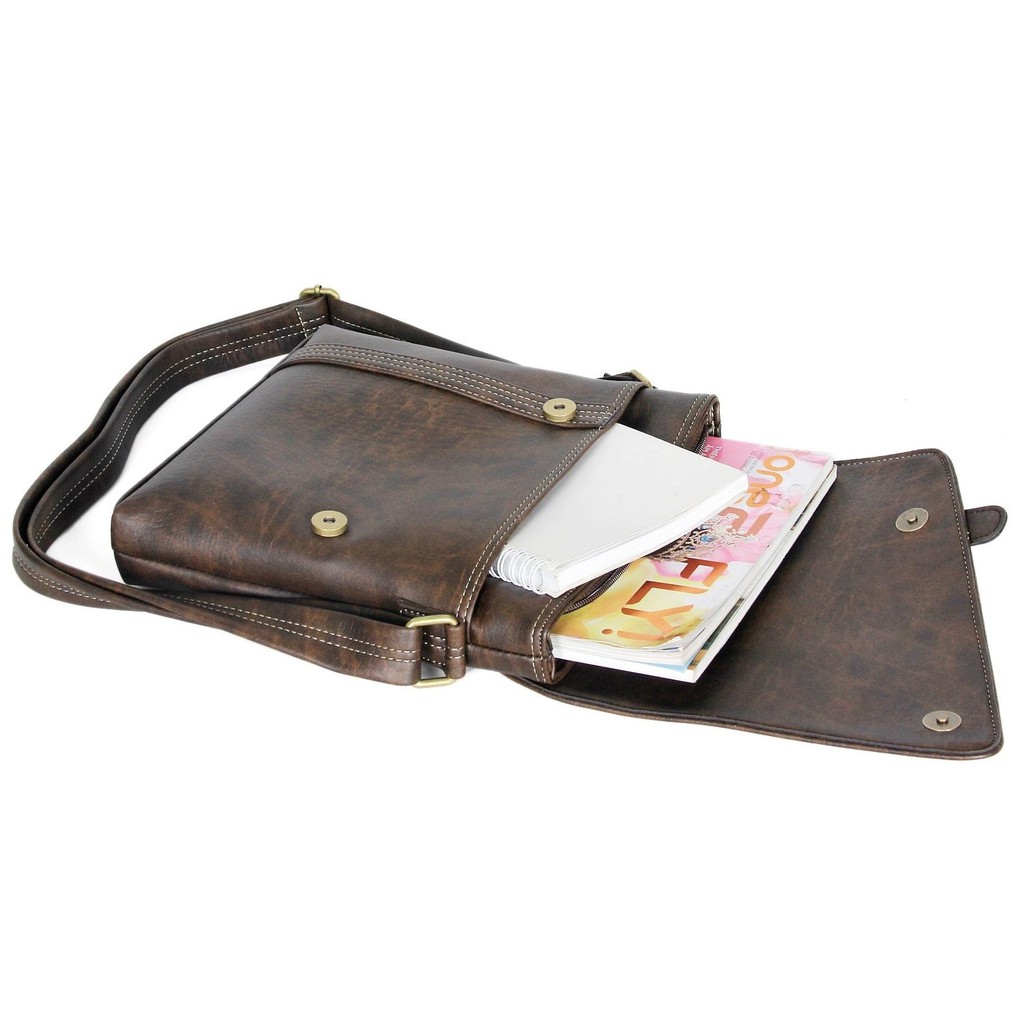 Túi Đeo Chéo Unisex Nam Nữ Cao Cấp CNT IPAD17 Nâu