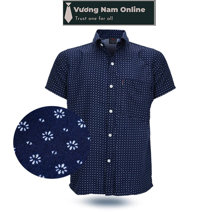 Áo sơ mi nam form rộng họa tiết trung niên ngắn tay vải cotton VN14D | BigBuy360 - bigbuy360.vn