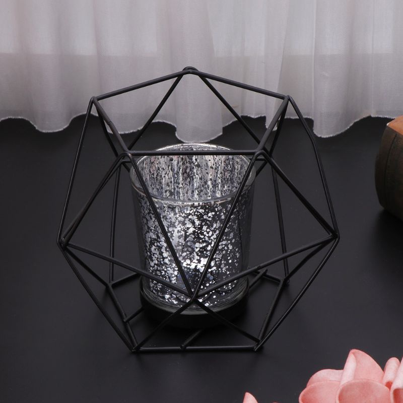 Giá Đỡ Đèn Cầy Bằng Kim Loại Họa Tiết Hình Học 3D Phong Cách Bắc Âu Độc Đáo