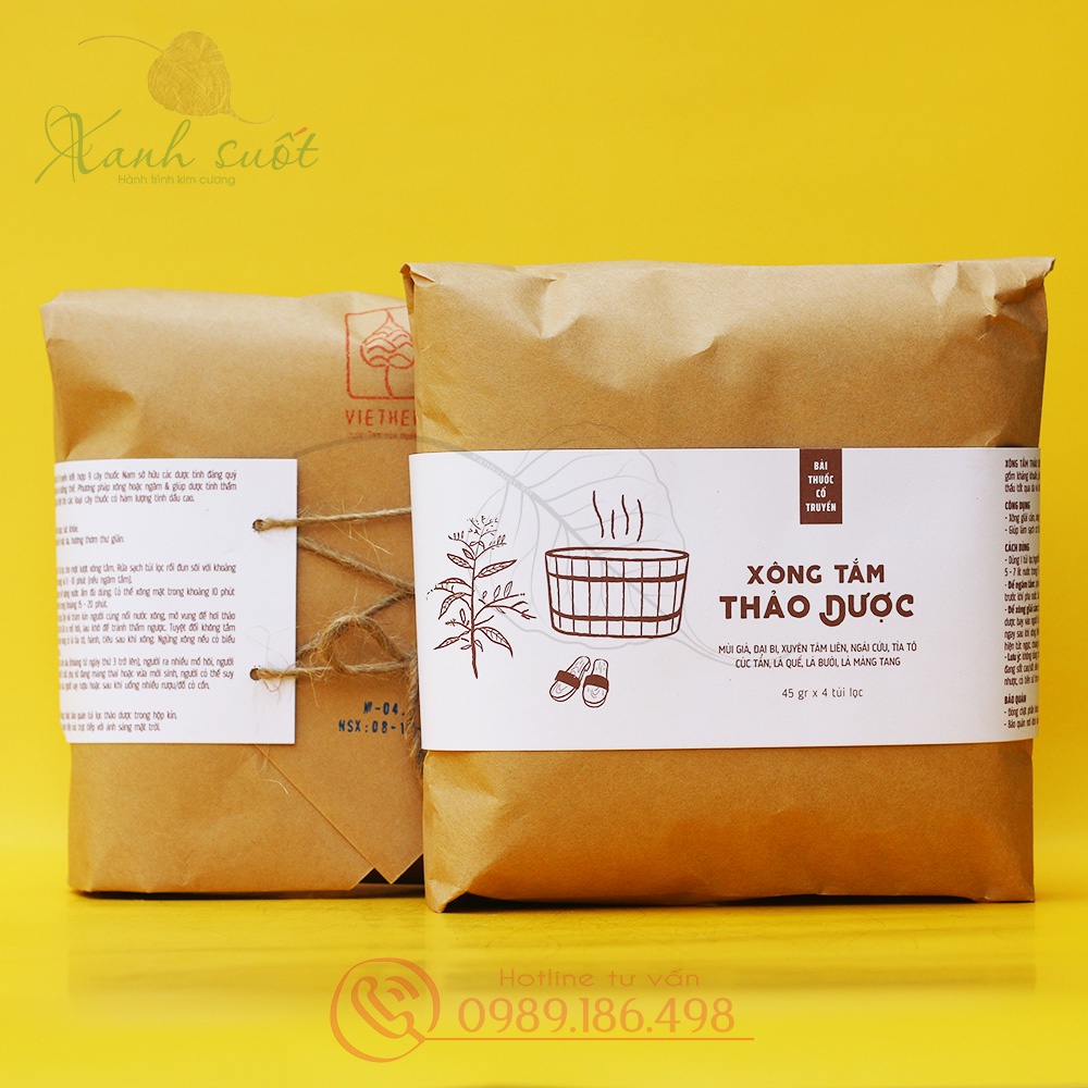 Xông Tắm Thảo Dược- Tắm Giải Cảm- Thư Giãn- Dễ Chịu- Làm Ấm Người- Vietherb Herbal Bath Soak [Xanh Suốt HCM]