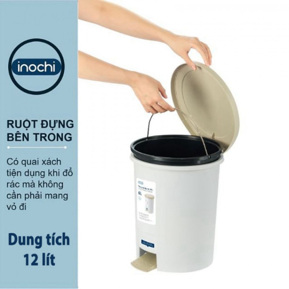 Thùng rác đạp tròn Inochi 12L (tiêu chuẩn Nhật Bản)