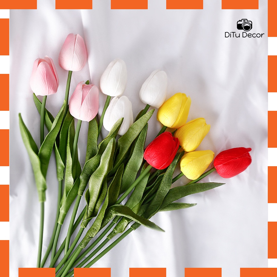 Hoa tulip giả chụp ảnh - Hoa giả decor trang trí nhà cửa - Ditu Decor