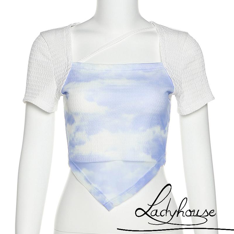 Áo Thun Tay Ngắn Cổ Vuông Thời Trang Xuân Hè Sành Điệu Cho Nữ