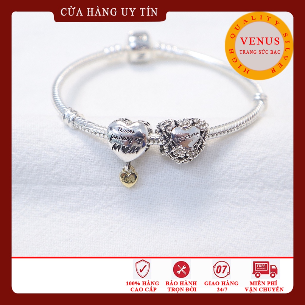 [Charm bạc 925 cao cấp] Charm tim Mommy- Mã sản phẩm MOMMY