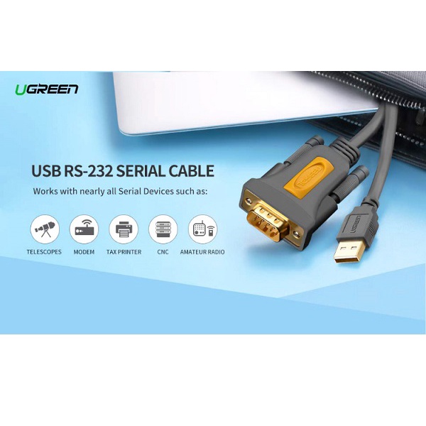 Cáp USB to Com RS232 DB9 Ugreen 1,5M-5M chinh hang bao hanh 18 thang