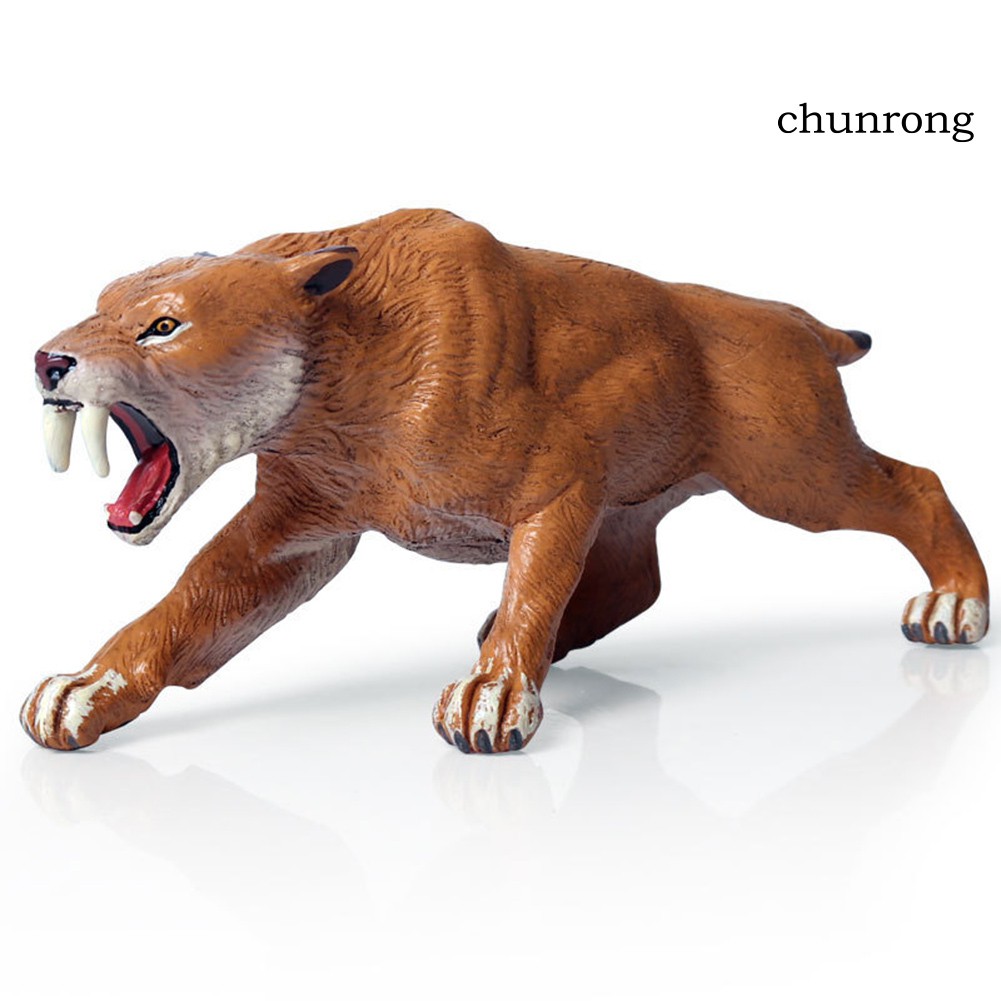 CR+Realistic Saber Lion Tiger Wild Animal PVC Solid Figurine Kids Educational Toy