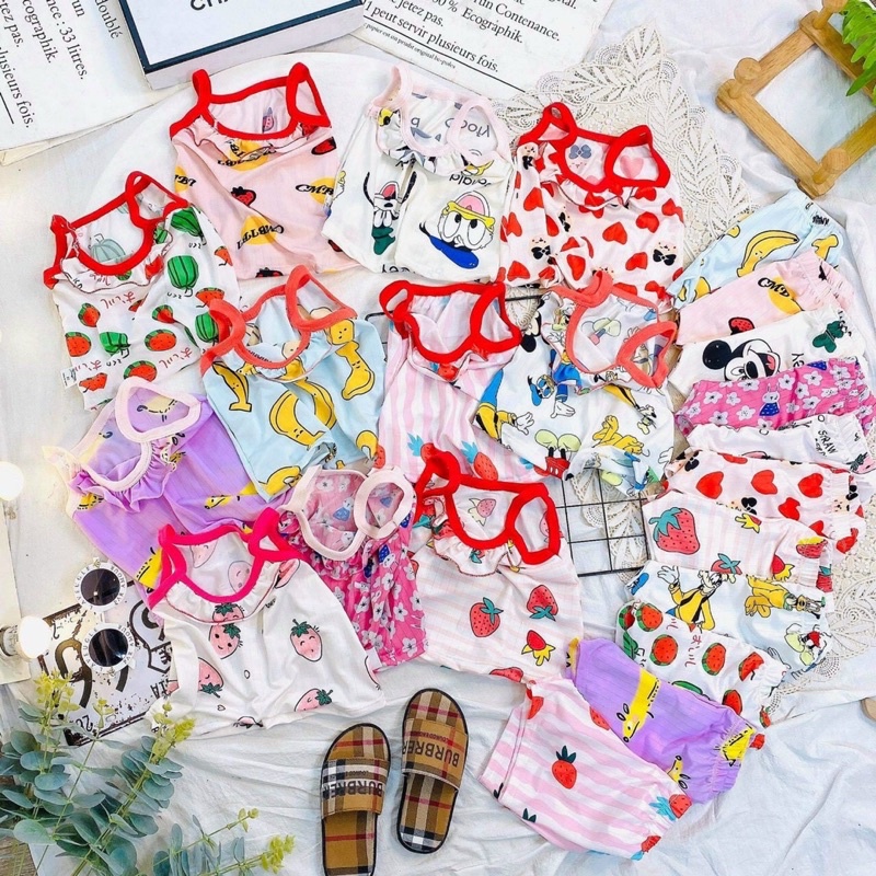 Đồ bộ cho bé ❤️ Bộ thun cotton hai dây cho bé gái