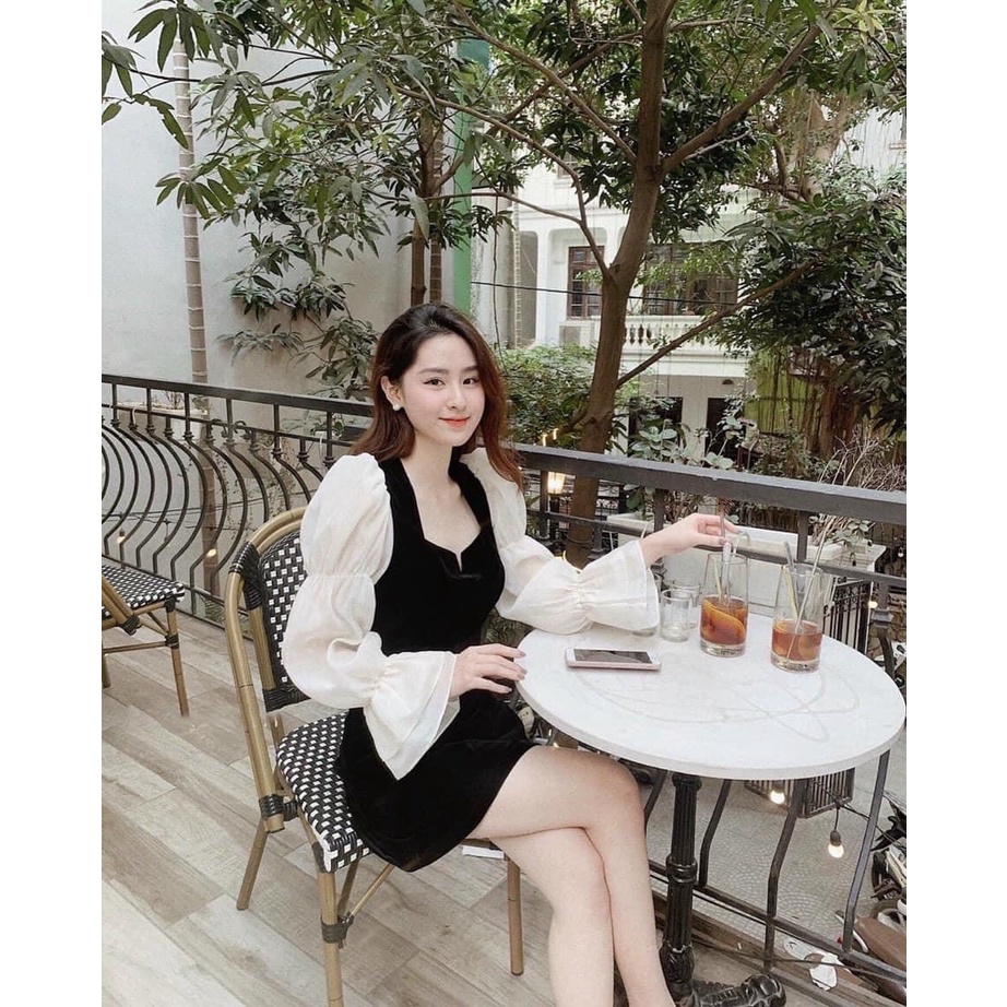 Váy đen tay dài dự tiệc-hàng cao cấp loại 1-chuẩn váy xinh style hàn quốc