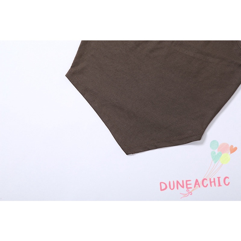 DUNEA Áo Dây Rút Tay Dài Cổ Chữ V + Áo Tank Top Không Đối Xứng Thời Trang Cho Nữ