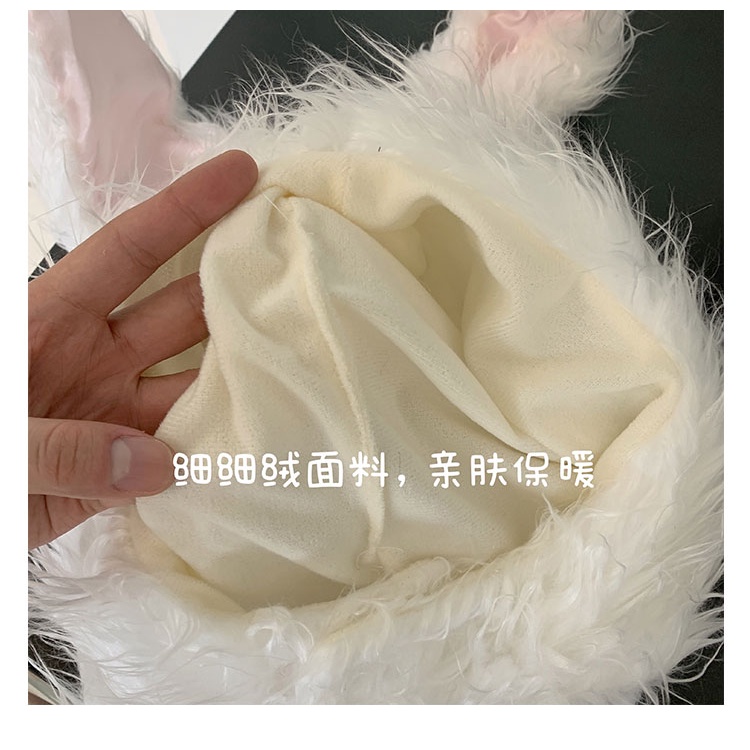 Mũ Trùm Đầu Giữ Ấm Tai Thỏ Dài Bằng Lông Nhung Dễ Thương Xinh Xắn
