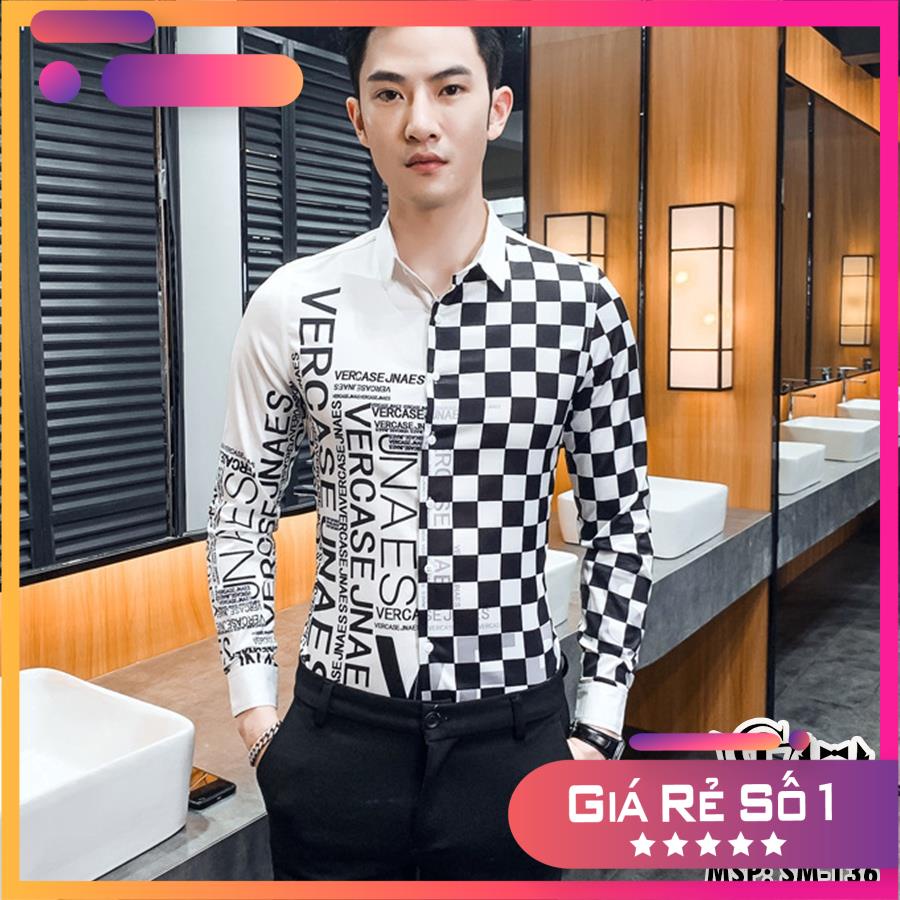Áo sơ mi phối caro đen trắng Vercase TSM mã 136 | BigBuy360 - bigbuy360.vn
