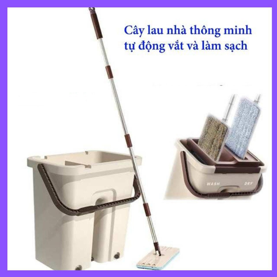 ❤️Loại To❤️ Bộ Chổi Lau Nhà Cây Lau Nhà Tự Vắt 360 Độ Chính Hãng Cao Cấp Tặng Kèm 2 Bông Lau