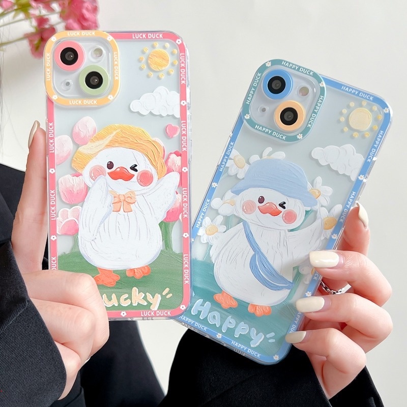 Ốp Điện Thoại TPU Dẻo Trong Suốt Họa Tiết Hoạt Hình Chú Vịt Vui Nhộn Cho Iphone 13 12 11 Pro MAX X XR XS MAX 6 7 8 Plus