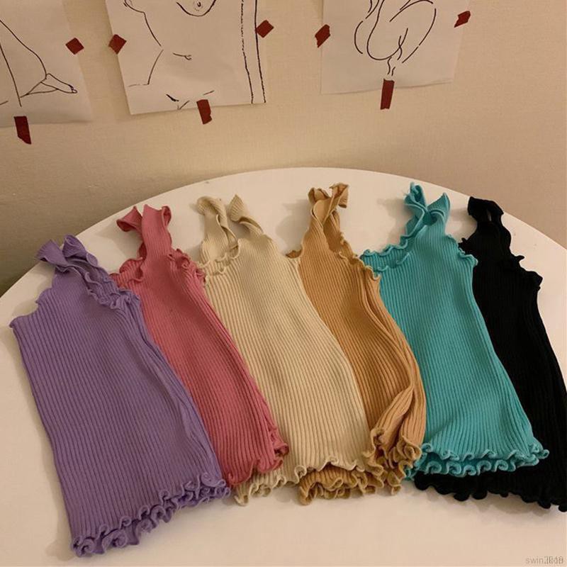 Áo Dệt Kim Hai Dây Dáng Ôm Quyến Rũ Cho Nữ