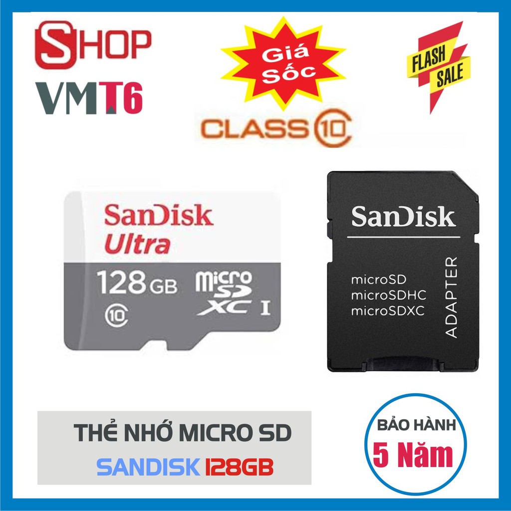 Thẻ Nhớ MicroSDHC SanDisk Ultra 128GB - Bảo hành 5 năm! | BigBuy360 - bigbuy360.vn