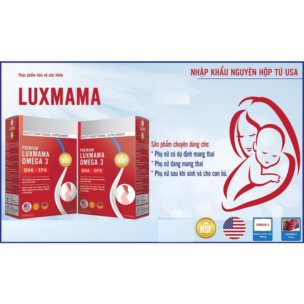 Premium Luxmama (Hộp 30 viên) của Mỹ - Cung cấp vitamin và khoáng chất cho phụ nữ có thai và đang cho con bú