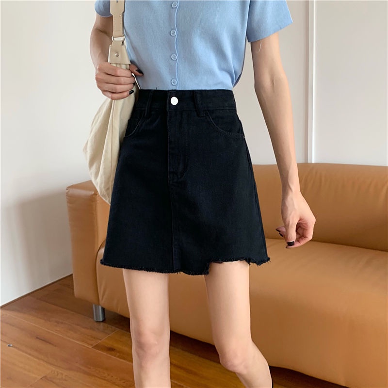 Chân váy jean Chữ A Lưng Cao Thiết Kế Mới Thời Trang Mùa Hè Dành Cho Nữ