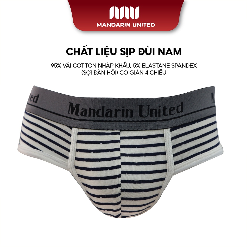 Quần lót nam MANDARIN UNITED sịp tam giác kẻ chất liệu cotton thấm hút tuyệt đối - 0221