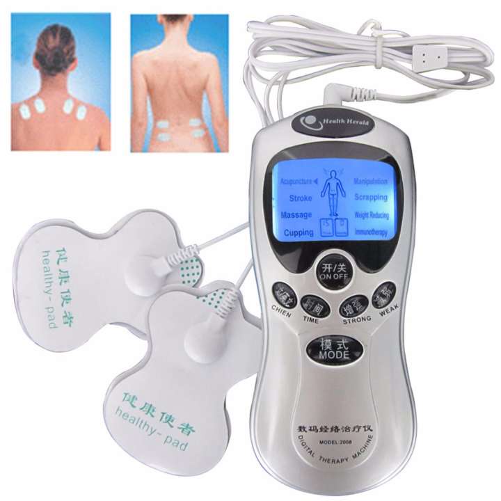 Máy mát xa châm cứu đấm bóp, máy massage trị liệu xung điện 4 miếng dán chăm sóc sức khỏe