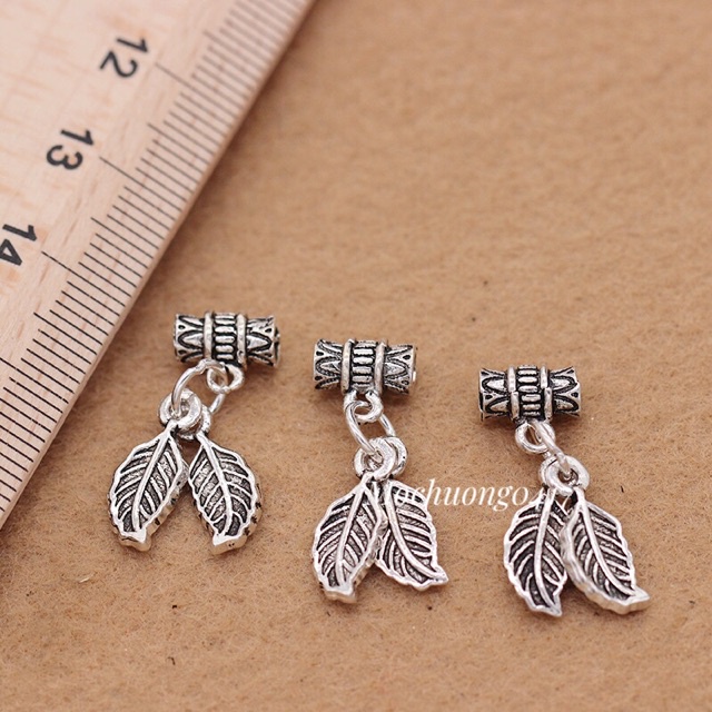 SỈ SIÊU RẺ  Charm bạc lá đôi/ charm treo bạc lá đôi hàng đẹp - Bạc chuẩn loại 1, PH717