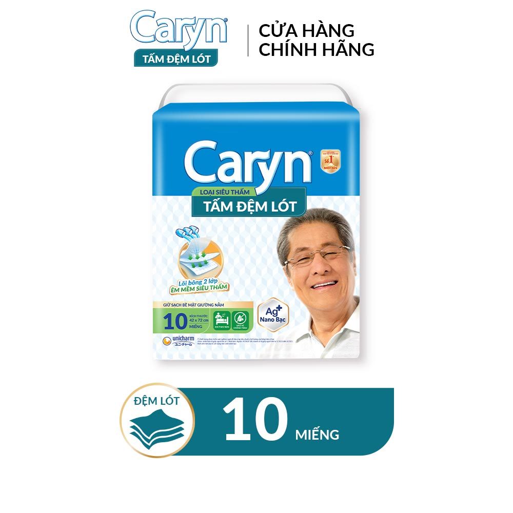 Tấm đệm lót Caryn siêu thấm giúp chống trào với công nghệ kháng khuẩn ngăn ngừa vi khuẩn và kiểm soát mùi hiệu quả