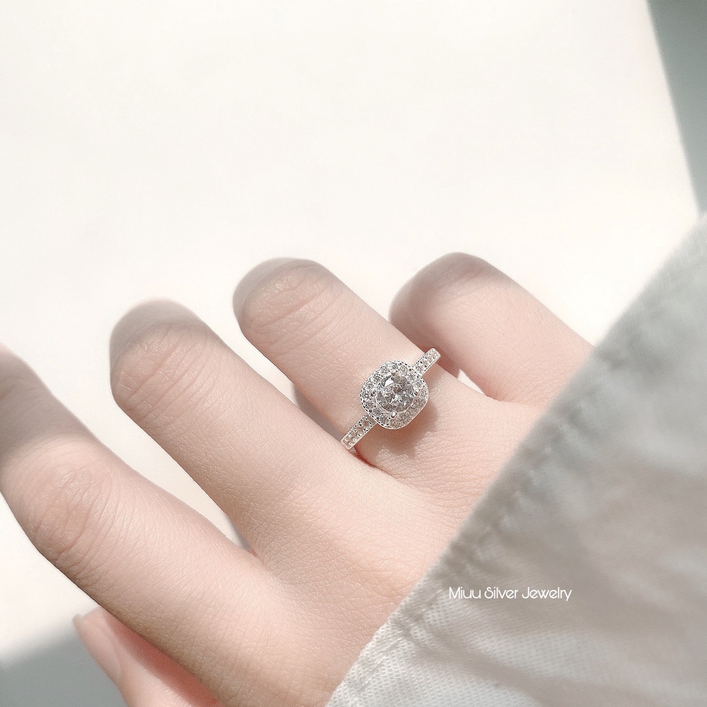 Nhẫn bạc nữ Miuu Silver đính đá vuông sang trọng Pholip Ring