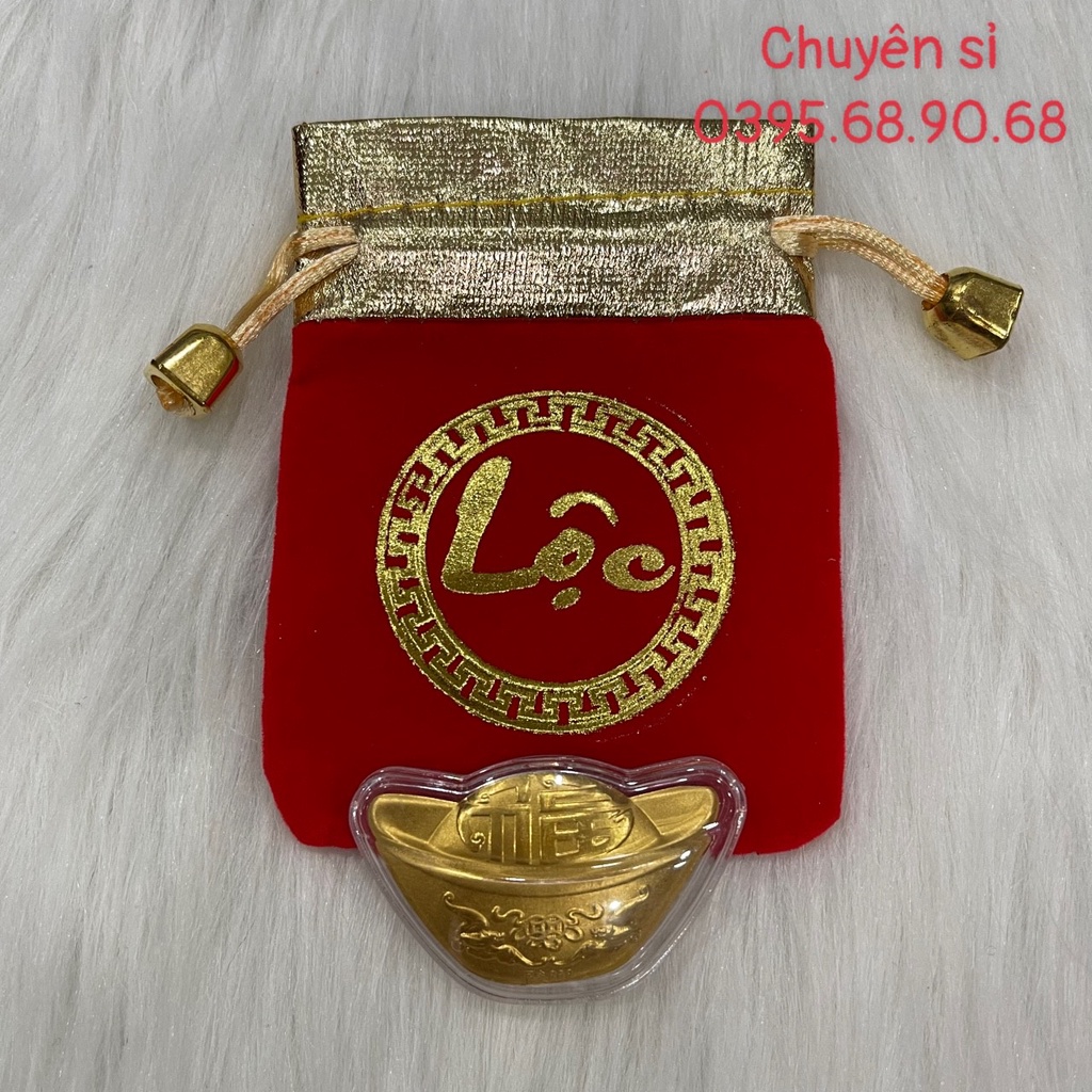 Thỏi Vàng Kèm Túi Lộc, Phúc, Phong Thuỷ May Mắn