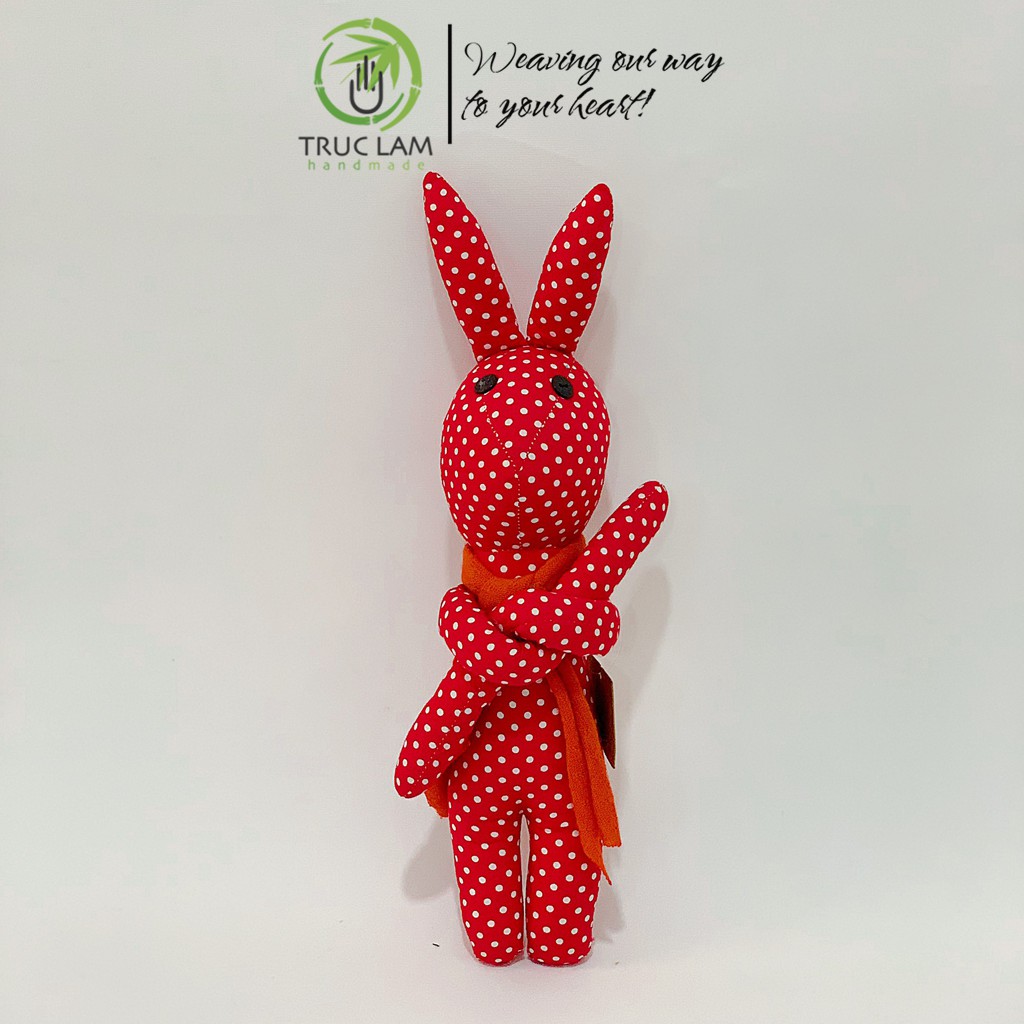 Đồ Chơi Cho Bé Thú Nhồi Bông Hình Con Thỏ Buộc Nơ Vải Hoa Bông Gòn Cao Cấp T1 – Trúc Lâm Handmade