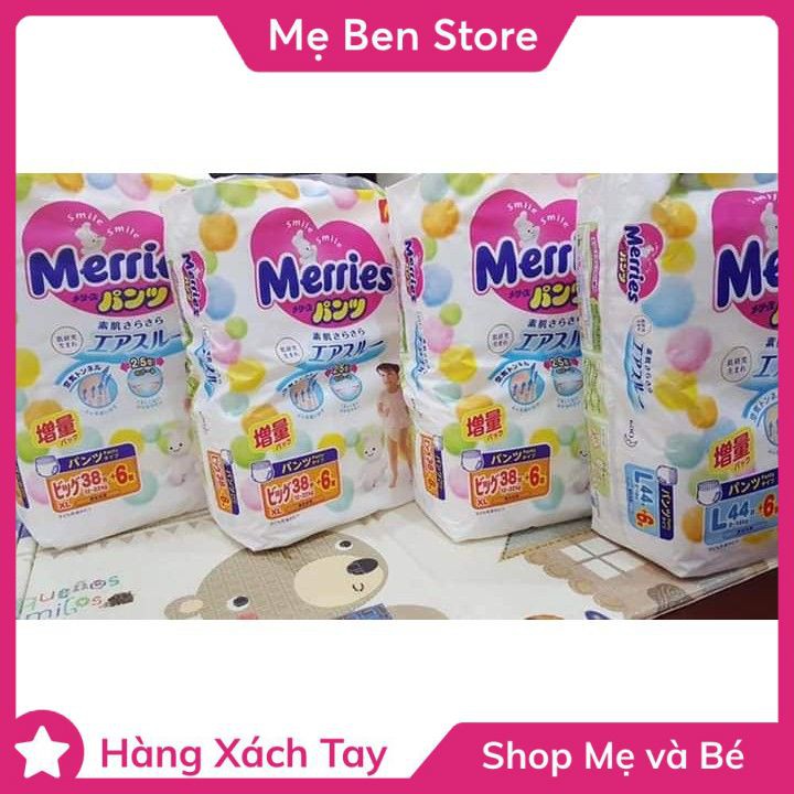 Bỉm quần Merries size M58/L44/XL38 miếng nội địa Nhật