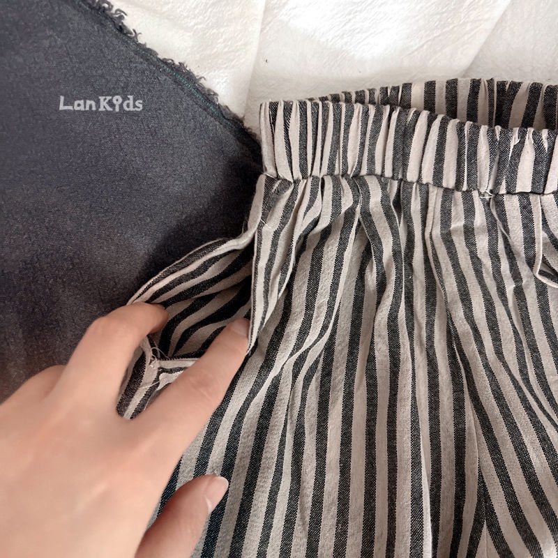 Quần Short Cotton Lanh Nhẹ Kẻ Sọc Dáng Rộng Phong Cách Mori Nhật Bản Hàn Quốc Thời Trang Mùa Hè Hàng Mới 2022 Dành Cho Bạn Nữ / Trẻ Em