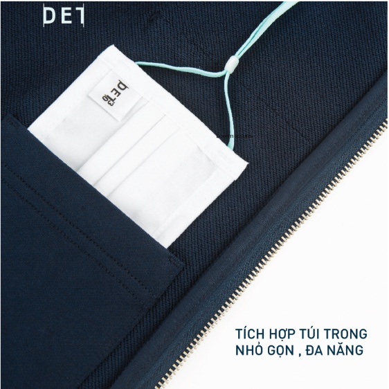Áo khoác nam Hoodie DETERMINANT vải da cá - kháng khuẩn - ngăn mùi - màu xanh đậm - Navy [DETH01]