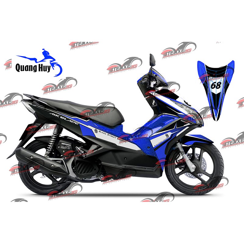 Tem trùm air blade xanh trắng đen đời 2013-2014-2015, độ team trùm ab dán phủ dàn áo xe xanh đen rẻ đẹp