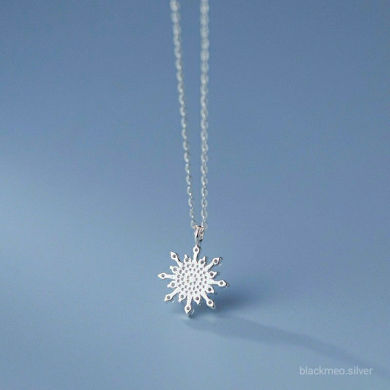Dây Chuyền Bạc Nữ Hình Hoa Tuyết Đá Moonstone Nhận Tạo 100% Bạc Ý S925 Cao Cấp, Dây Chuyền Đá Xanh Hoa Tuyết