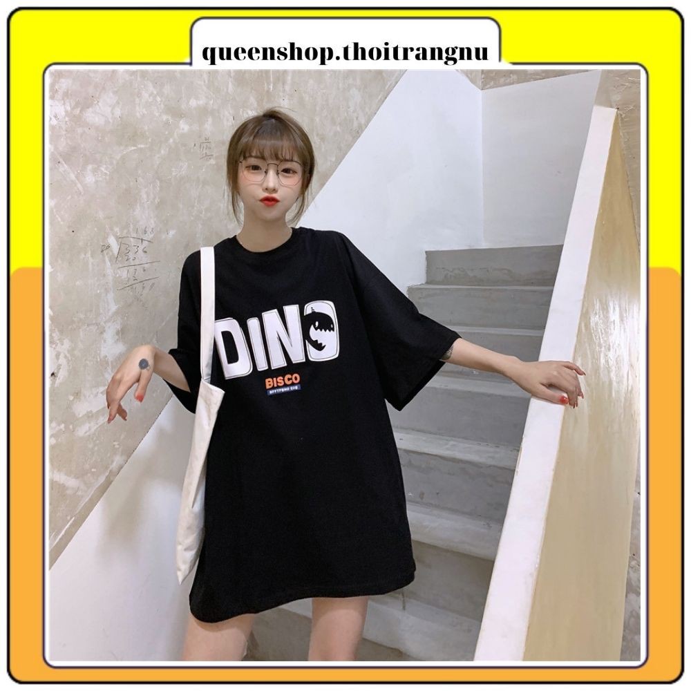 Áo thun tay lỡ nữ dáng rộng , áo phông nam nữ unisex 3158 dino Queenshop