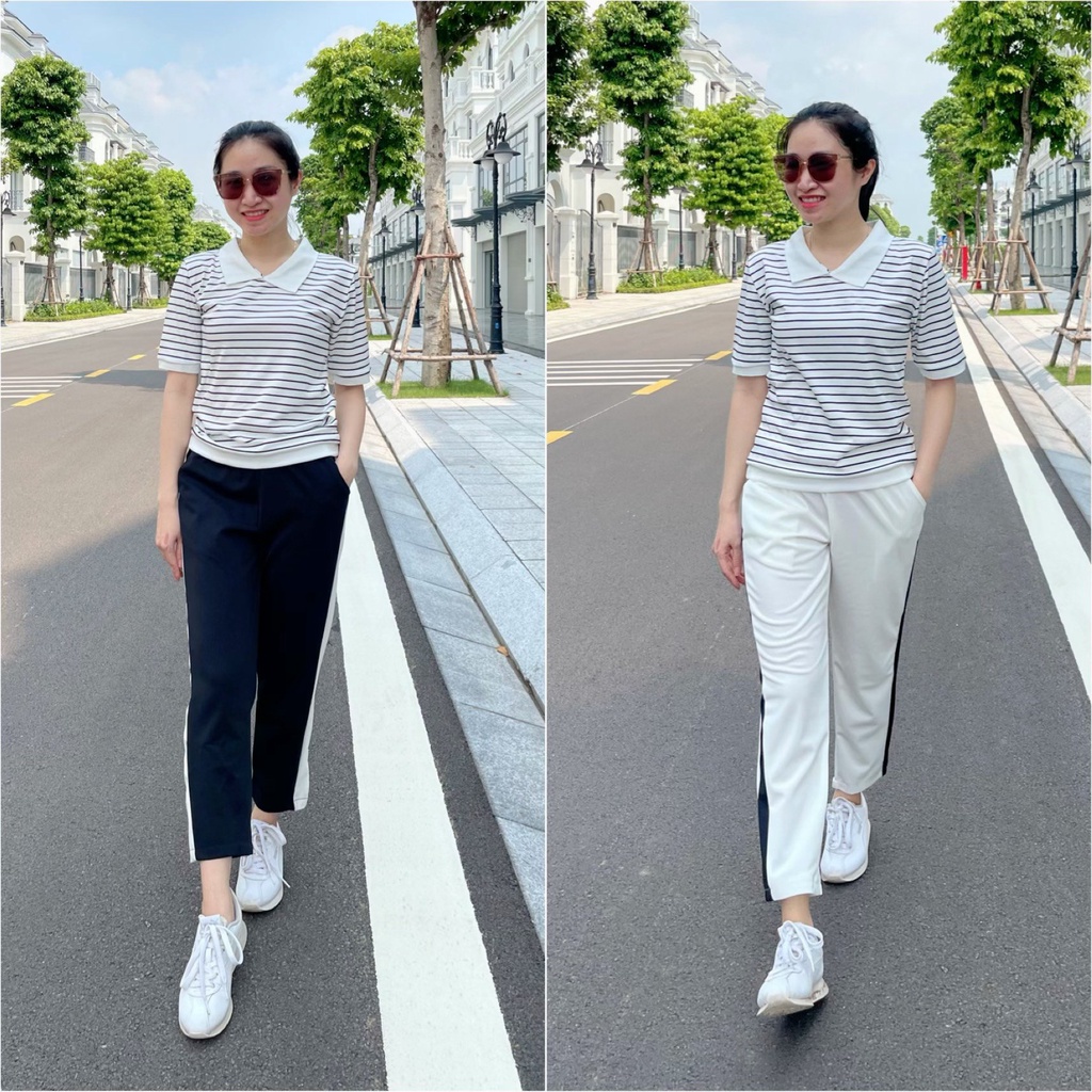 Sét bộ thể thao nữ quần đen , trắng