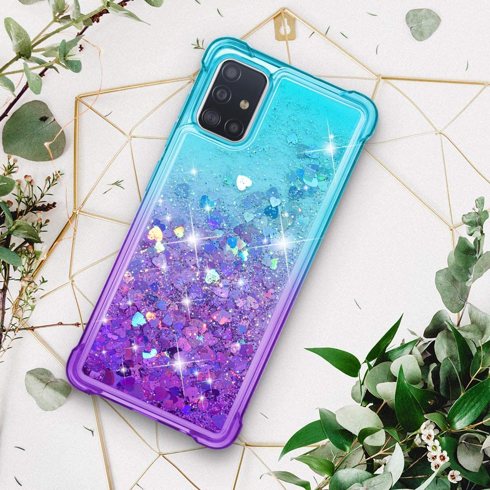 Ốp Lưng Kim Tuyến Nước Chống Sốc Hình Trái Tim Cho Samsung Galaxy A31 A32 A12 A02S A41 F42 M51 A42 A52 A72 5g