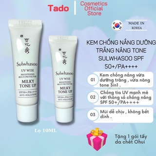 Kem chống nắng DƯỠNG TRẮNG cao cấp Sulwhasoo Uv White Milky Tone Up - Lọ 10ml , nâng tông trắng hồng , cải thiện sắc da
