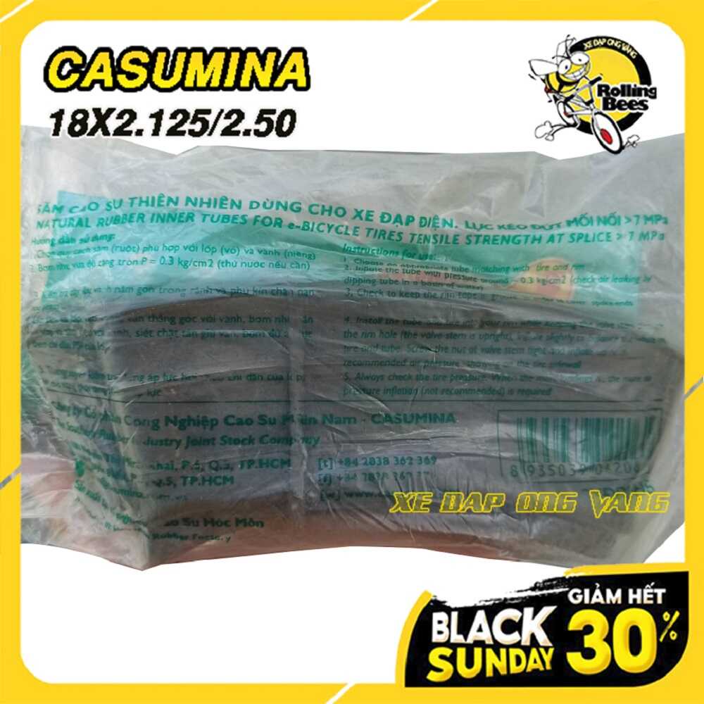 Ruột  Xe Đạp Điện 18x2.125/2.50 Van Cong, Thẳng chính hẫng Casumina