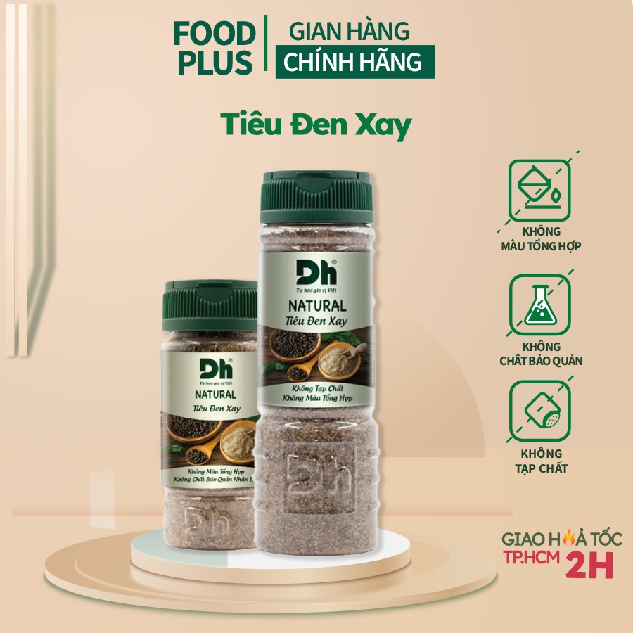 Tiêu đen xay nguyên chất Natural chế biến thực phẩm 45gr/80gr FoodPlus