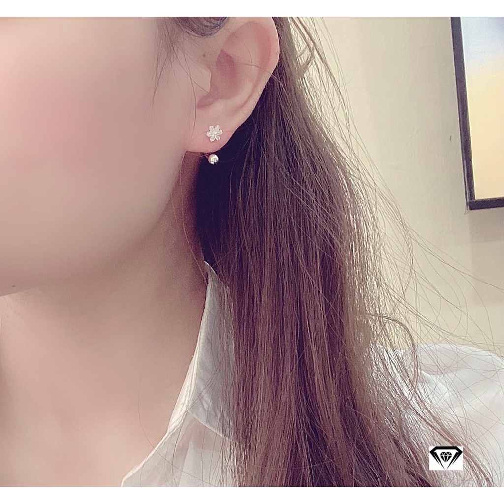 Bông tai nữ bạc ta mẫu 2in1 trẻ trung,MS50,Vàng bạc an chi